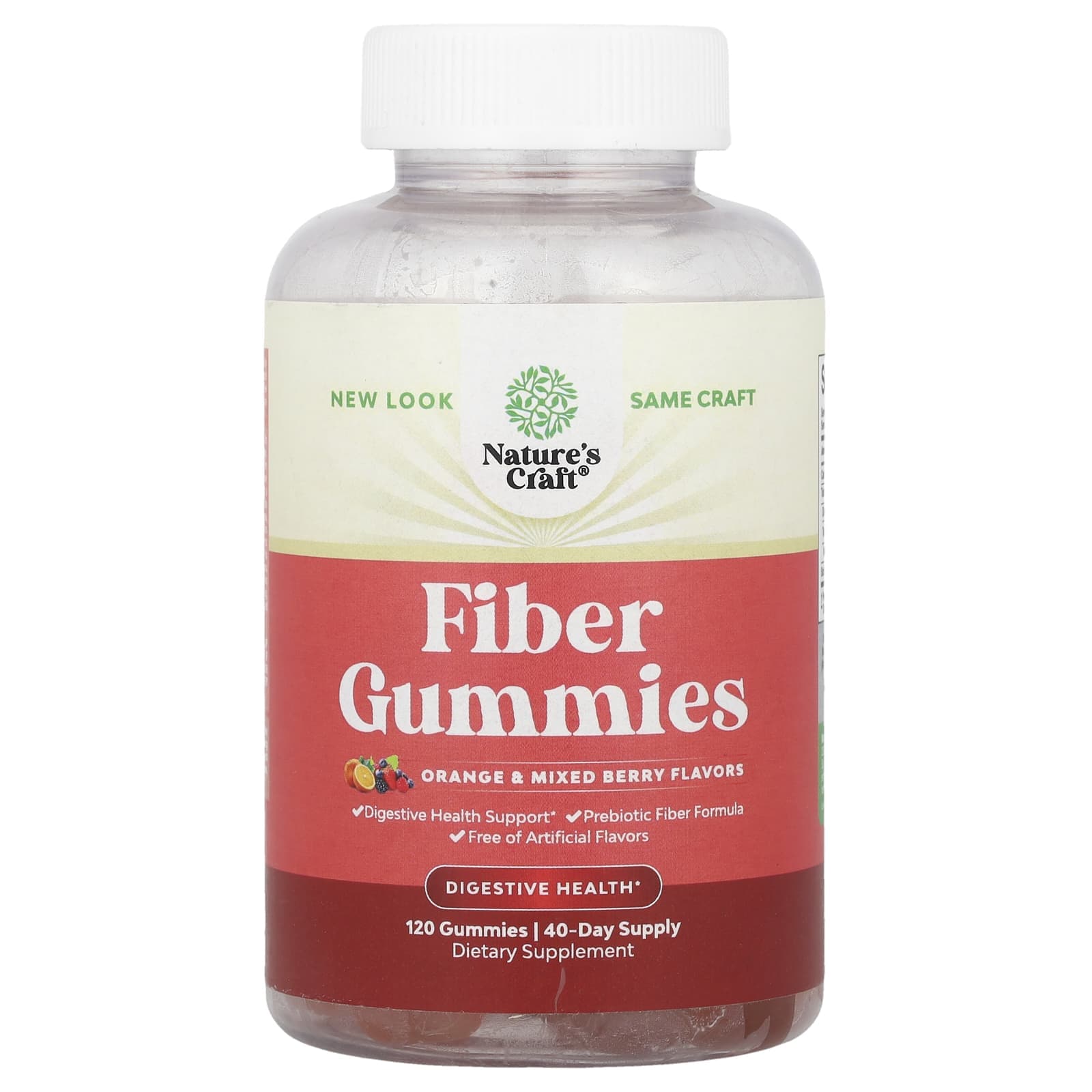 Nature's Craft, Fiber gummies, orange & mixed berries, 120 gummies