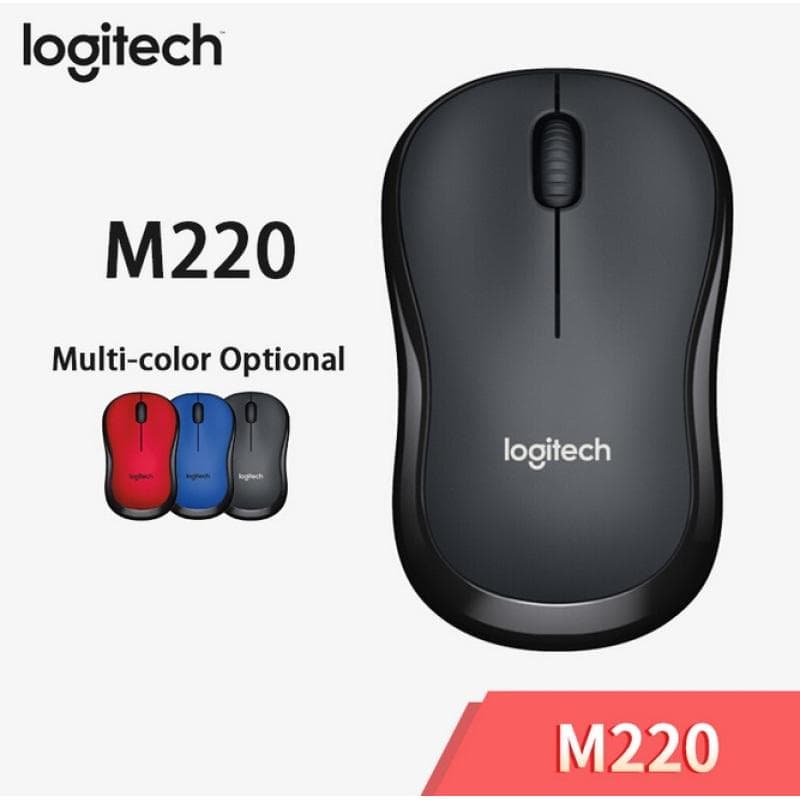M220 Silent Wireless Mouse Accurate Desktop Gaming Mouse Smart Sleep Mode Contoured Shape Compatible black