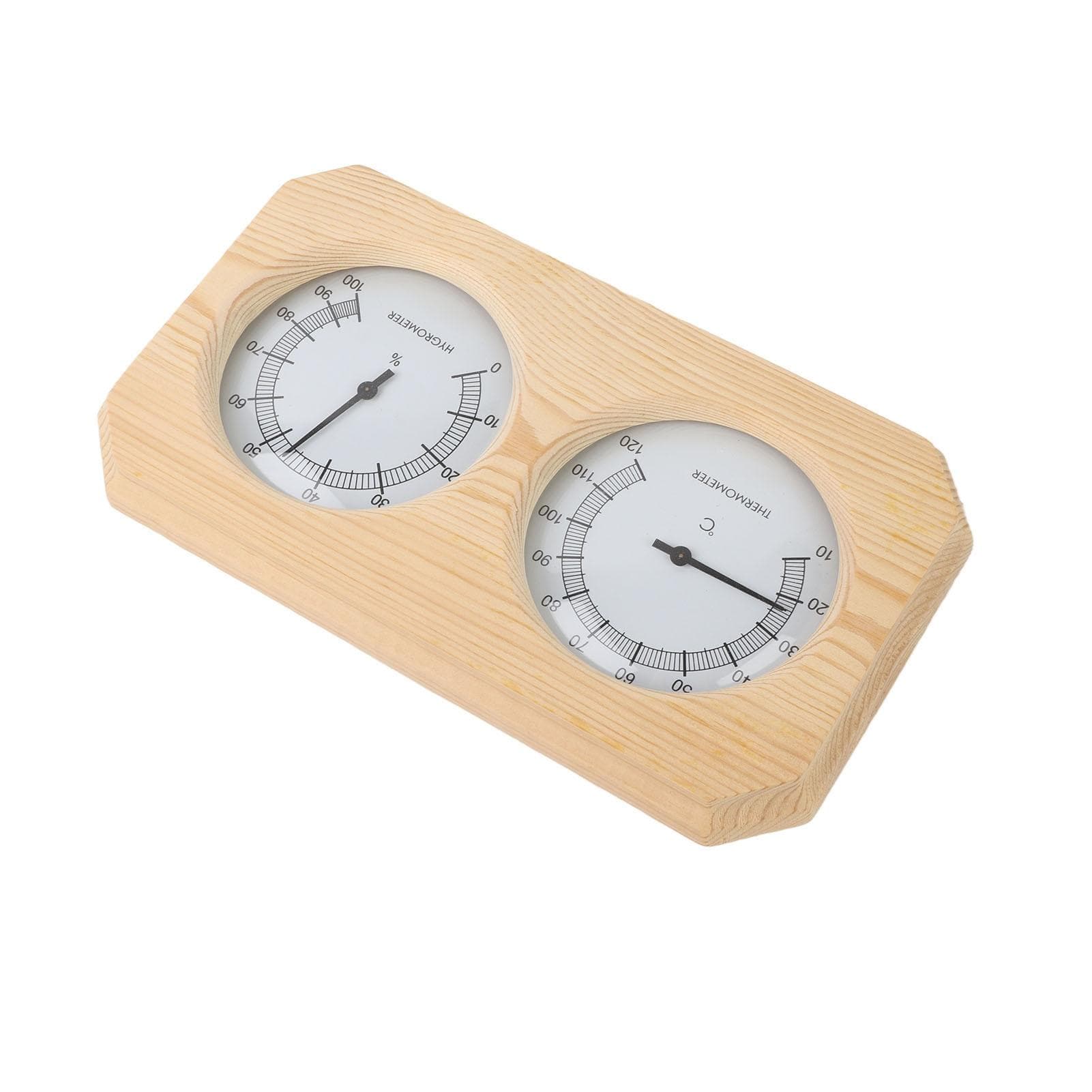 Wooden Thermometer Hygrometer for Sauna Room Double Dial Pointer Type Temperature Humidity Meter