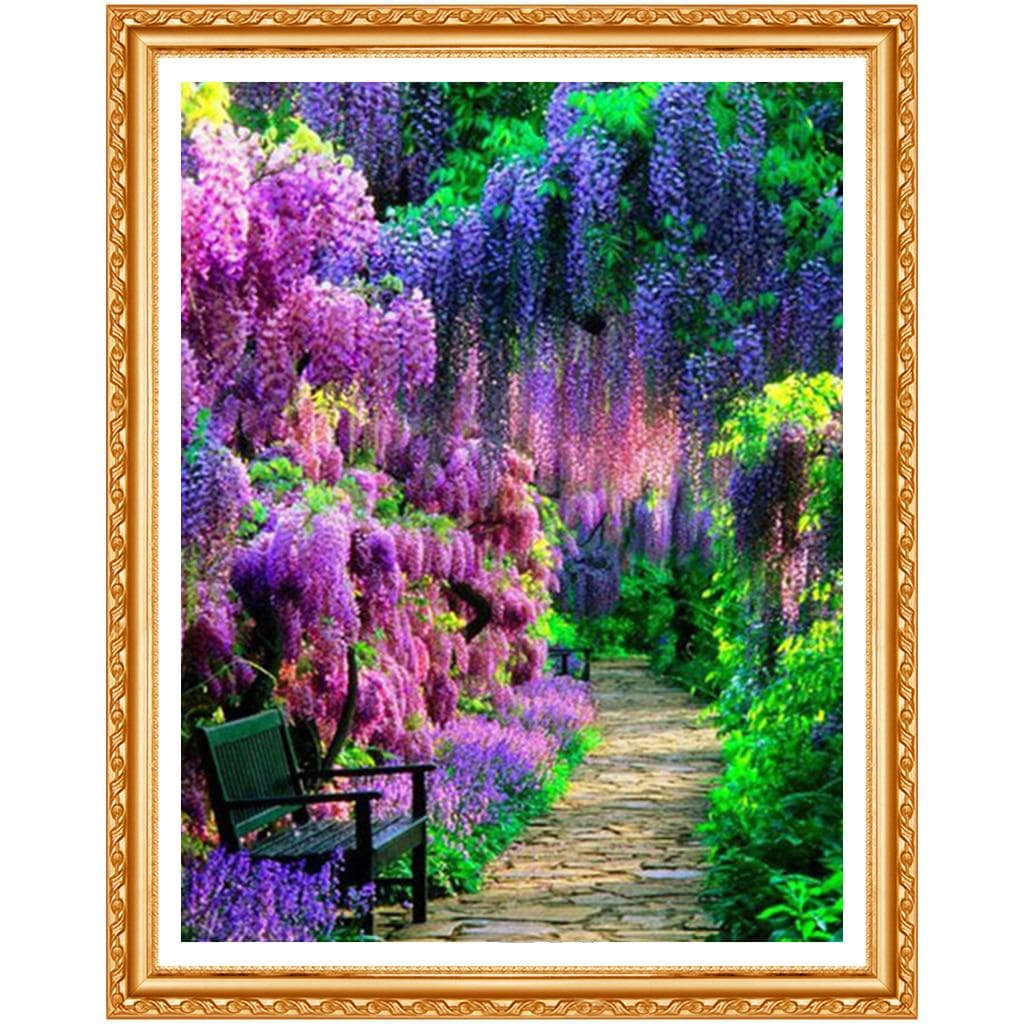 5D Diy Landscape Colours Wisteria Tree Diamond Pattern Rhinestones Diamond Painting 20X30CM