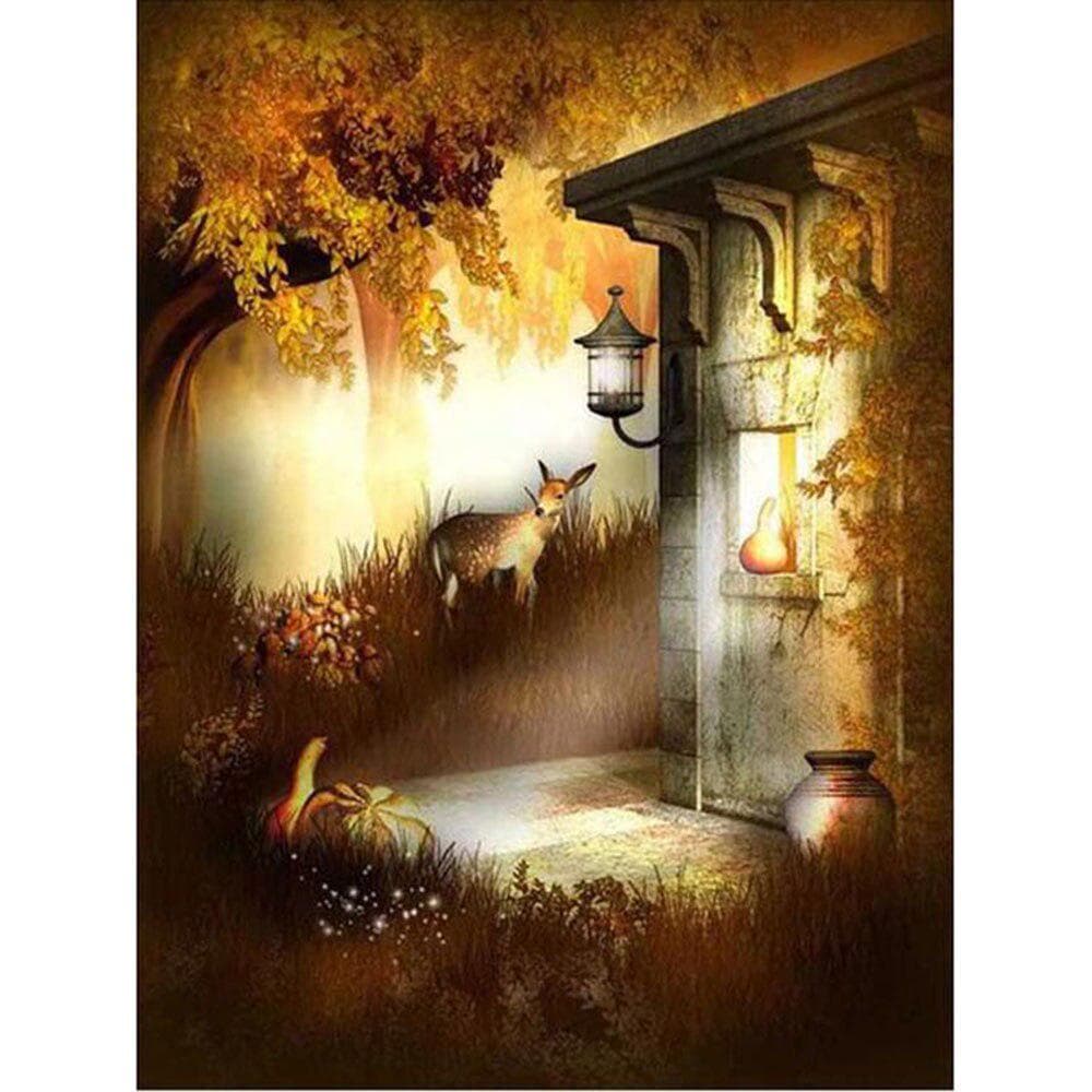 Diamond Embroidery Deer Under Lantern 5D DIY Diamond Mosaic Diamond Painting Full Round Home Decor 20X30CM