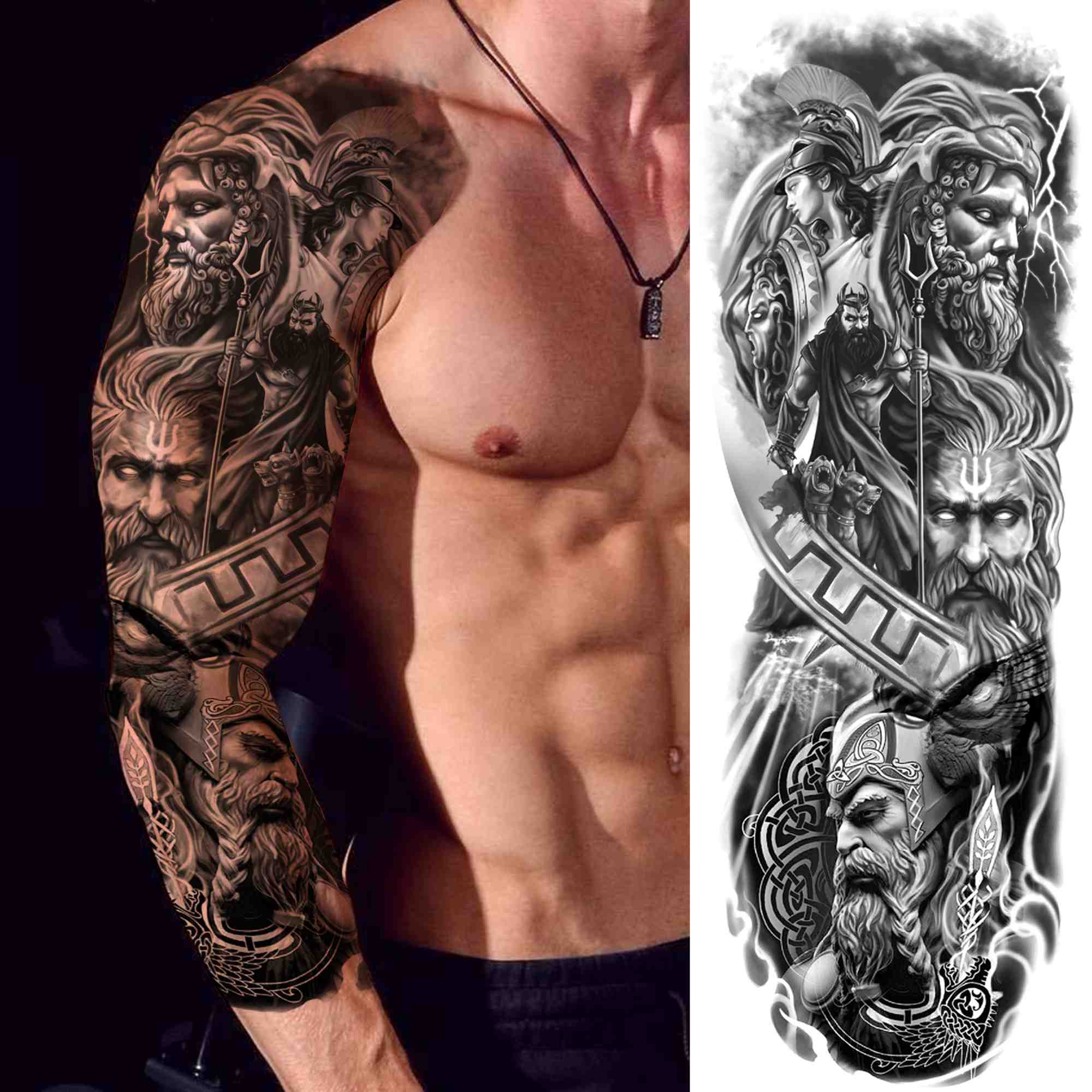 India Maori Totem Temporary Tattoos For Men Women Adult Black Skull Tribal Tattoo Sticker Sleeve Fake Waterproof Tatoos Dacel