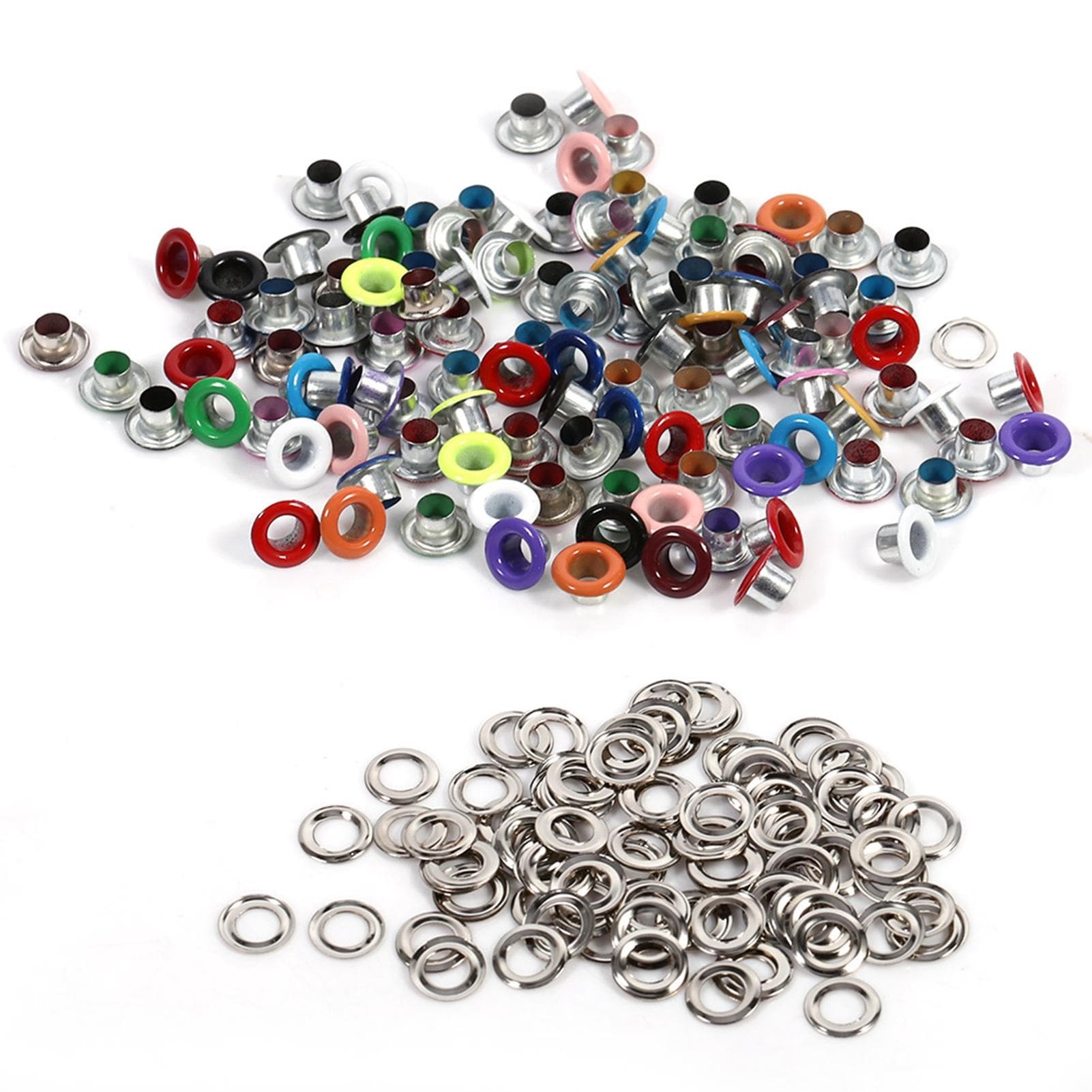 100Sets 4mm Metal Eyelets Scrapbooking Card Hole Leather Craft Garment Accessory (Mixed Color) white