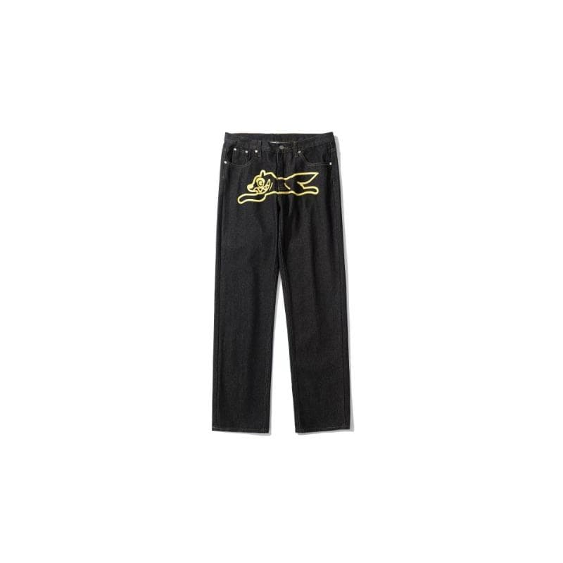 Hip-hop Flying Dog Printed Jeans Men's Spring and Autumn Straight Loose M