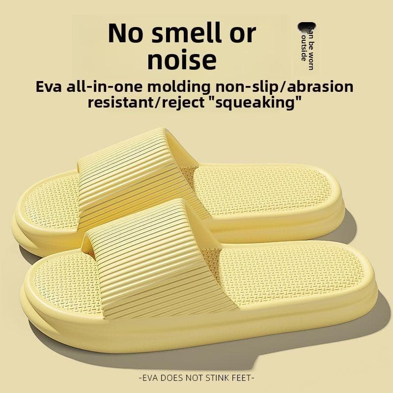 Women Summer Concise EVA Slippers Men Soft Home Slides Couples Bathroom Non-slip Sandals Adults Comfortable Outdoor Beach Shoes 40-41 yellow