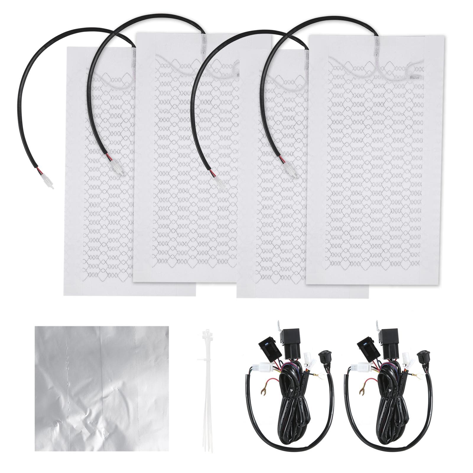 12V Carbon Fiber Seat Heater Kit for 2 Seats with High Low Temperature Switch Seat Cover Heated Pad