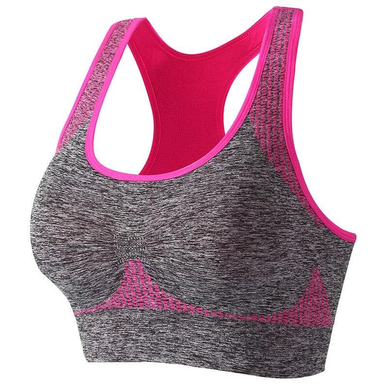 Women's Workout Sports Bras Fitness Backless Padded Bra Yoga Crop Tank Top L rose red
