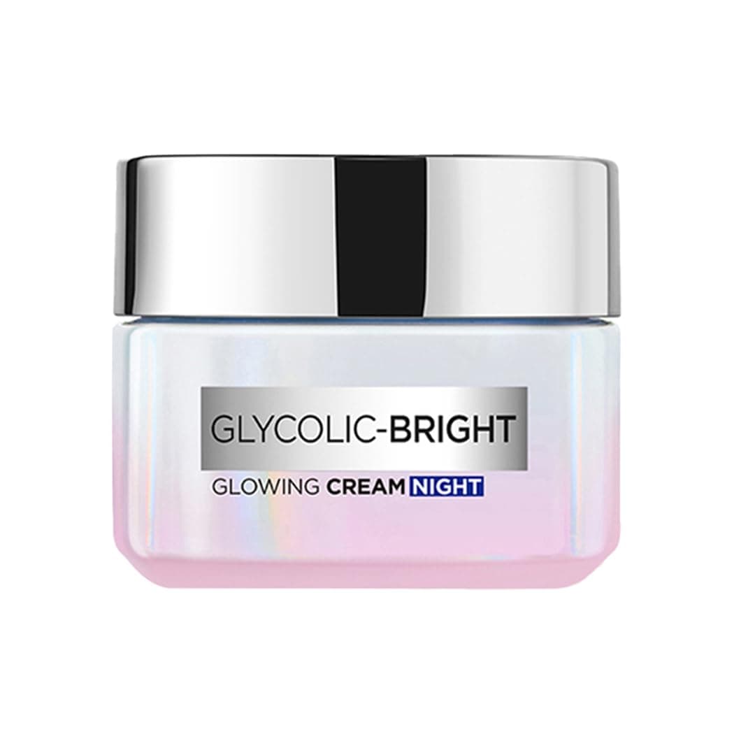 L'Oreal Paris Glycolic Bright Glowing Night Cream, Overnight Brightening Cream, Glycolic Acid in Glowing skin, 50ml