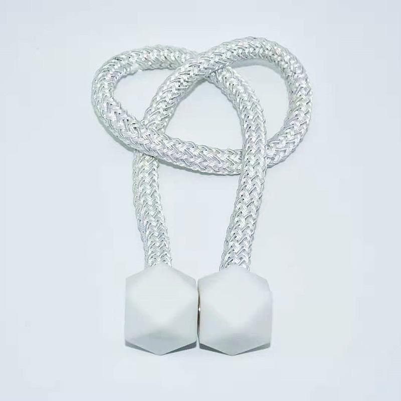 2Pcs Magnetic Curtain Tiebacks Decorative Curtain Holdback Rope Convenient Curtains Tie Backs Magnet Curtain Holder Clips white