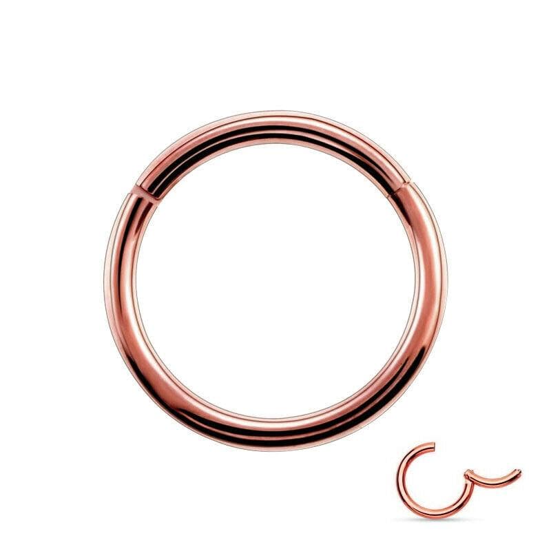 Titanium Hinged Segment Hoop Nose Ring Nipple Clicker Ear Cartilage Tragus Helix Lip Body Piercing 8mm Rose