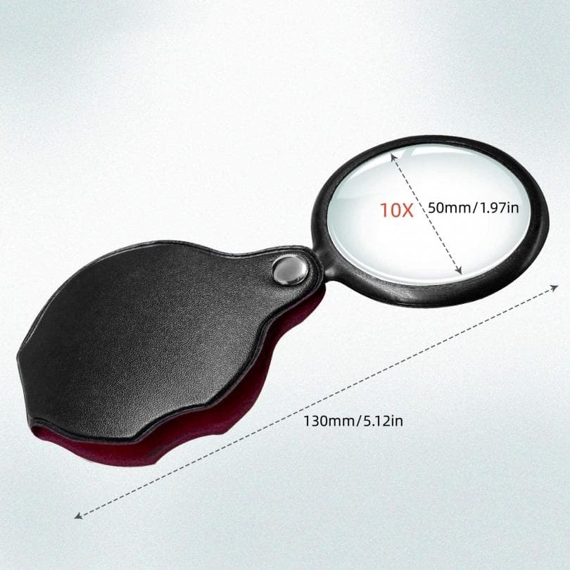 1050 6/8/10 X Optical Mini Collapsible Portable Magnifier with Plastic Frame and Cortical Protective Cover 10X