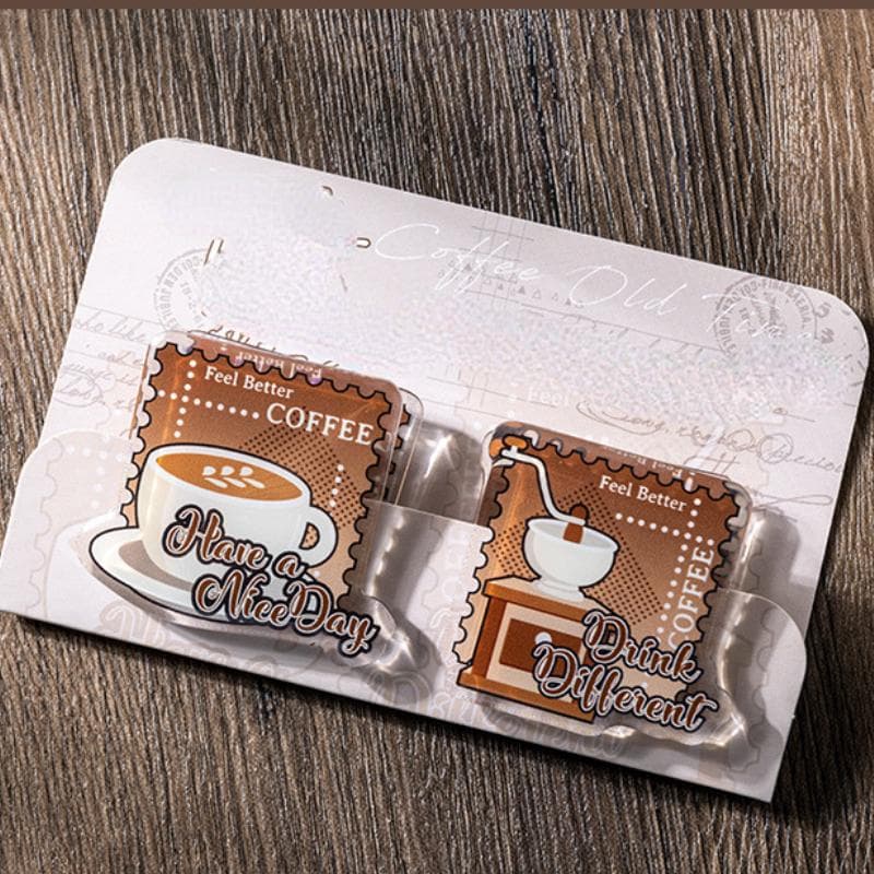 One Set Coffee TN crystal glue Planner Clip Creative Epoxy Paper Clip Holiday Gifts School Office Stationery Supplies