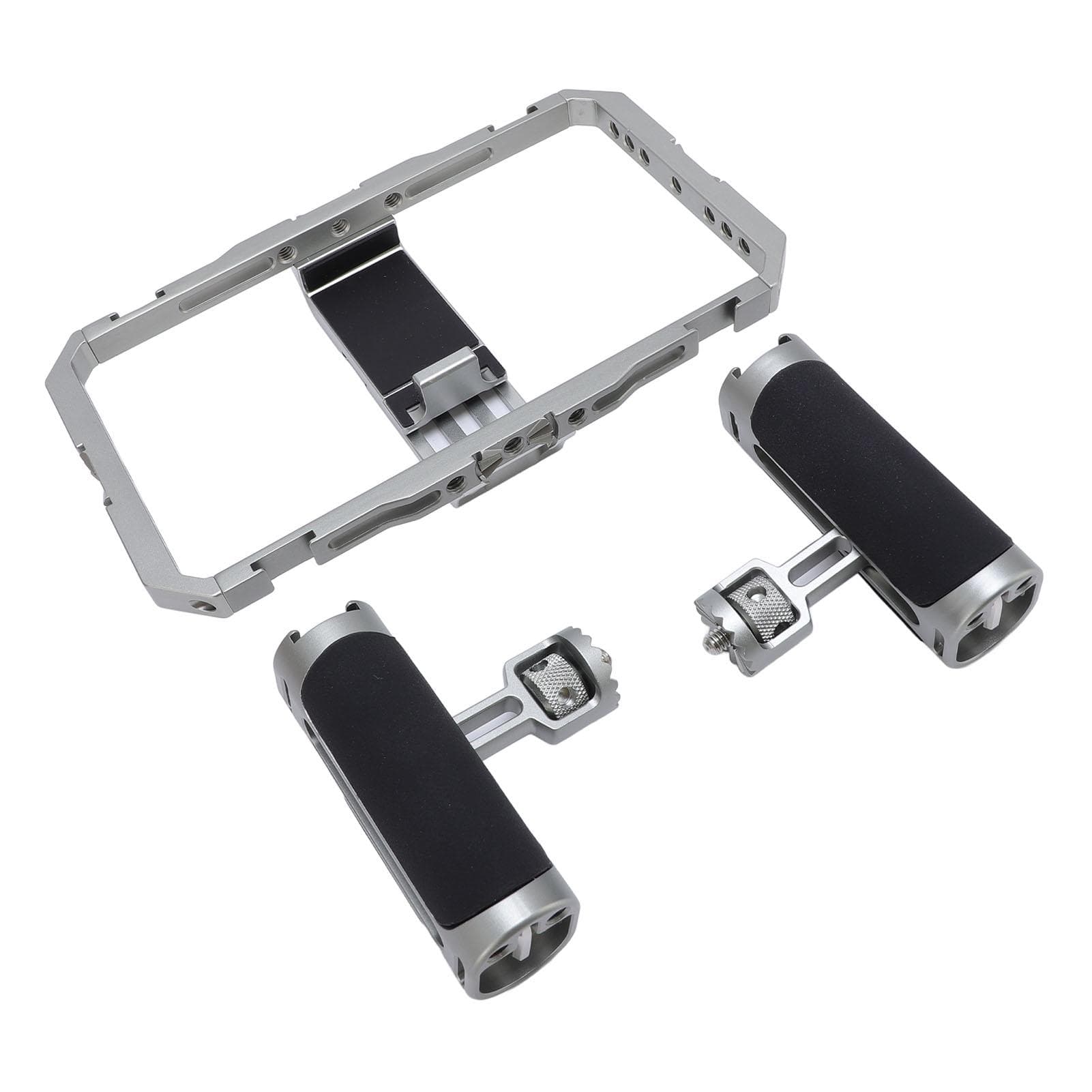 Smartphone Video Rig Kit Aluminum Alloy Anti Shake Silicone Handles Handheld Phone Cage with 14in