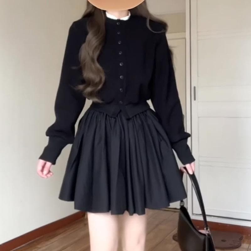 White Fairy Skirt for Women In Summer New High-waisted Slim A-line Skirt for Small Fragrance Style Fluffy Cake Short Skirt L black