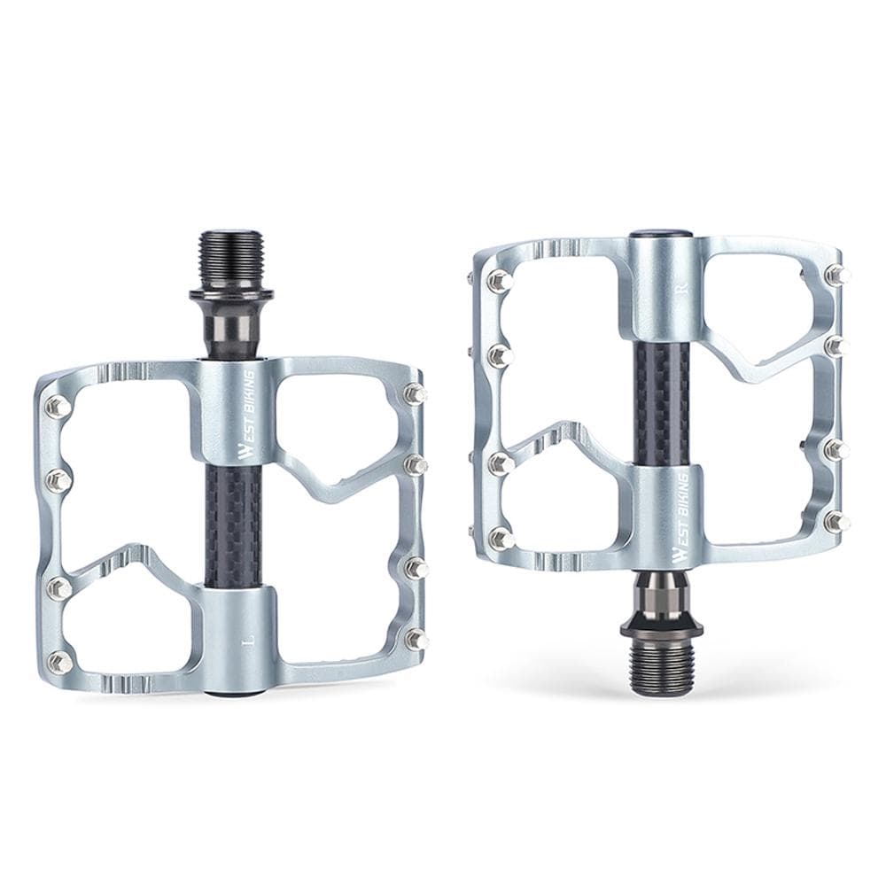 Ultralight Aluminum Alloy Bicycle Pedals 3 Bearings Bike Pedals AntiSlip Waterproof Flat Wide Bike silver