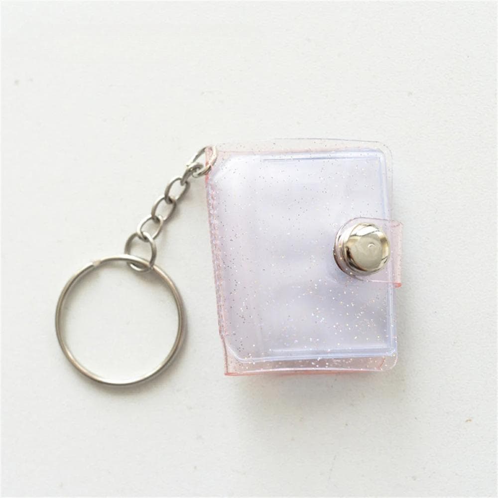 Mini Photo Album Keychains Women's Small Instant Picture Album Key Chain Pendant ID Photo Interstitial Pocket Keyring pink