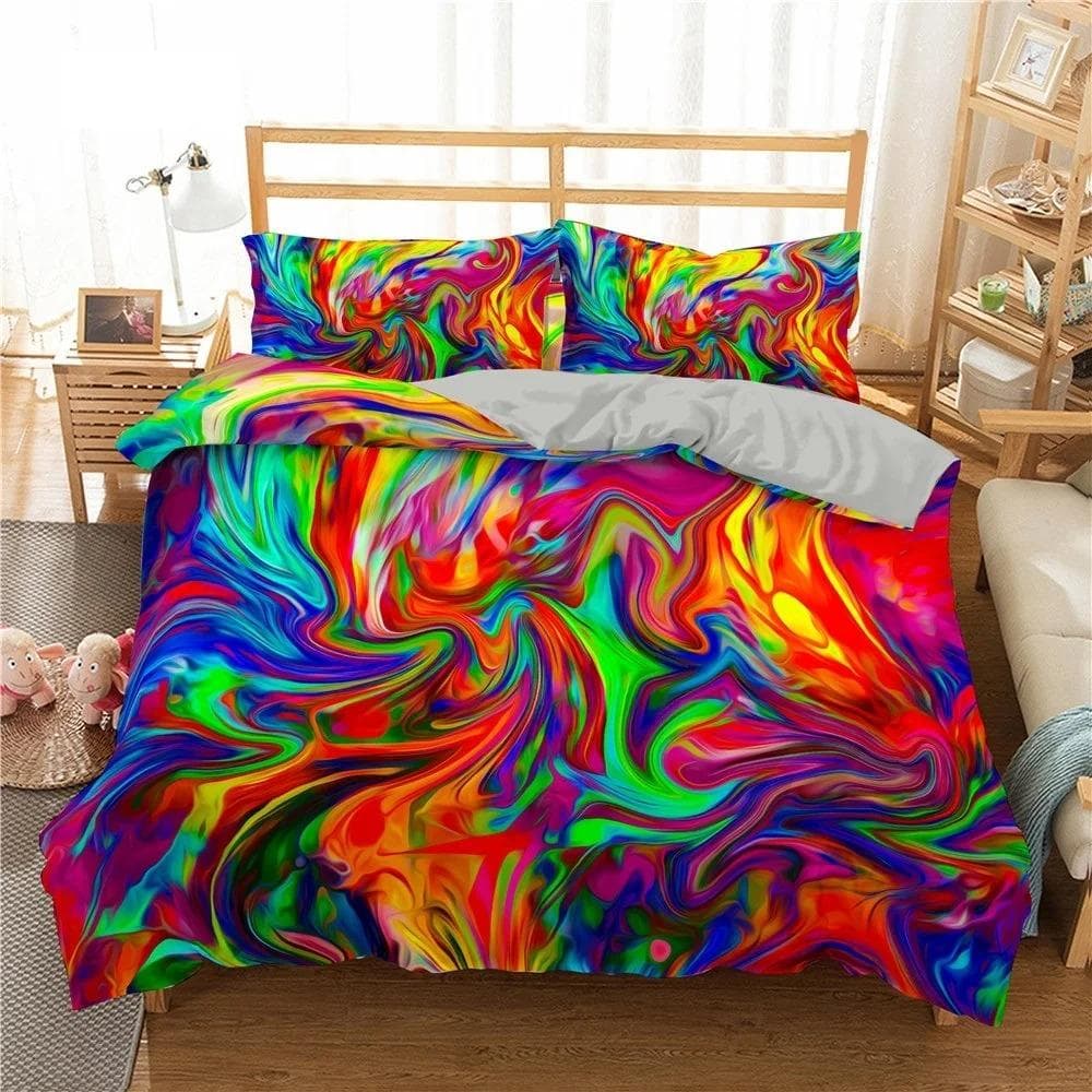 phechion Psychedelic 3D Print Bedding Set Duvet Covers Pillowcases One Piece Comforter Bedding Sets Bedclothes Bed Linen K269 EU single(135x200cm)