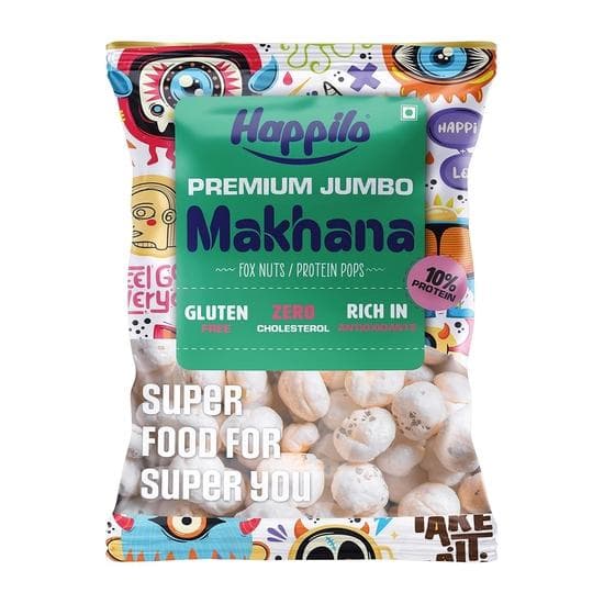 Happilo Premium Jumbo Fox Nuts (Phool Makhana) 200g, Healthy Snack Low Calorie Gluten Free and Vegan