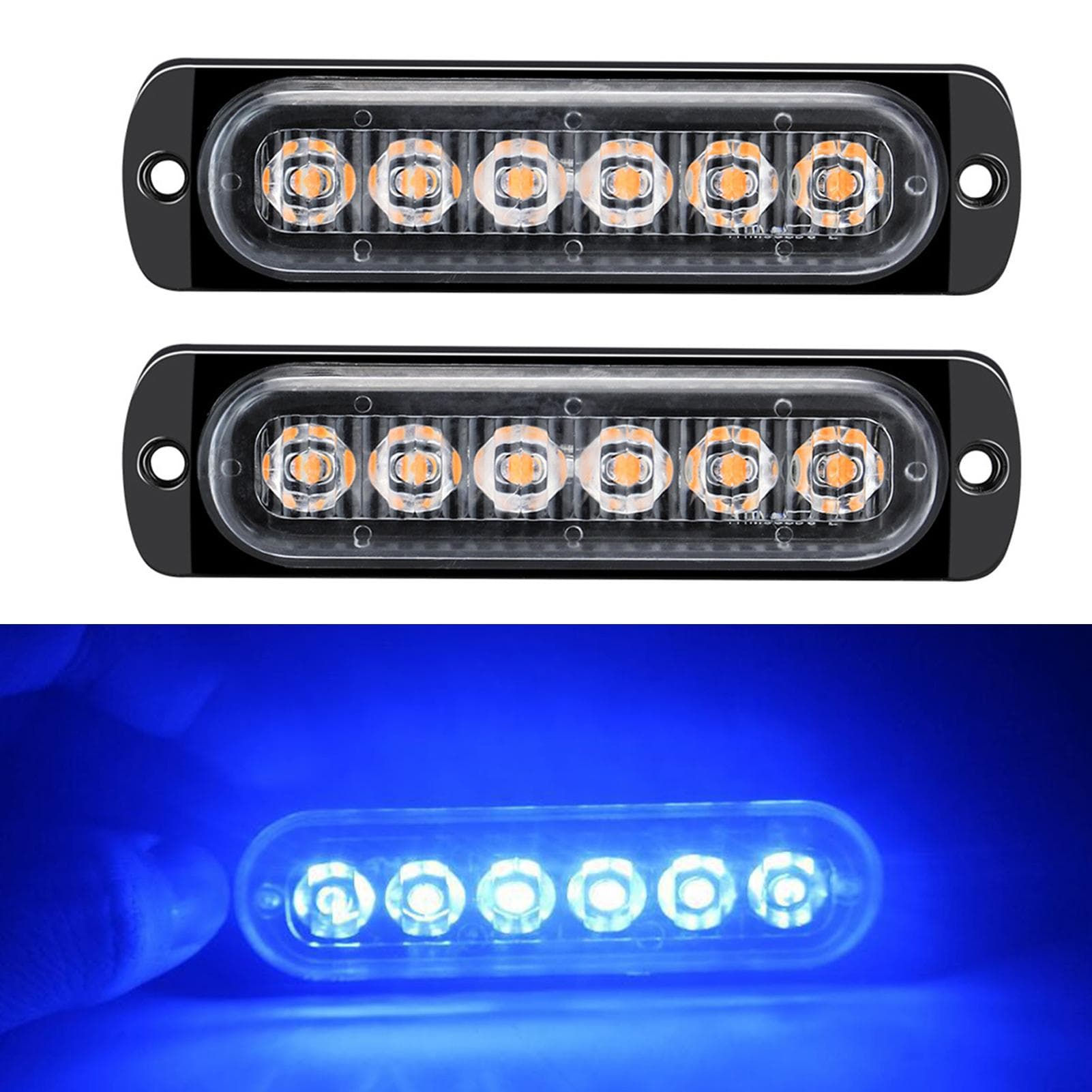 2Pcs 12-24V LED Strobe Warning Lights Warning Emergency Flashing Lights Caution Light Bar for Car