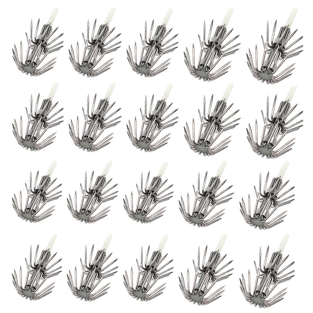 20PCS #2.0 - #4.0 Luminous Squid Jig Hooks Wood Shrimp Jig Umbrella Hooks 3