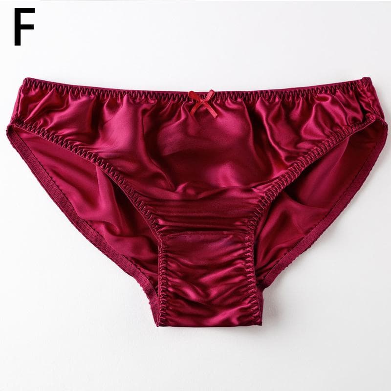 Sexy Women Ladies Satin Silky Briefs Panties Lingerie Underwear Knickers Large Size XL wine red