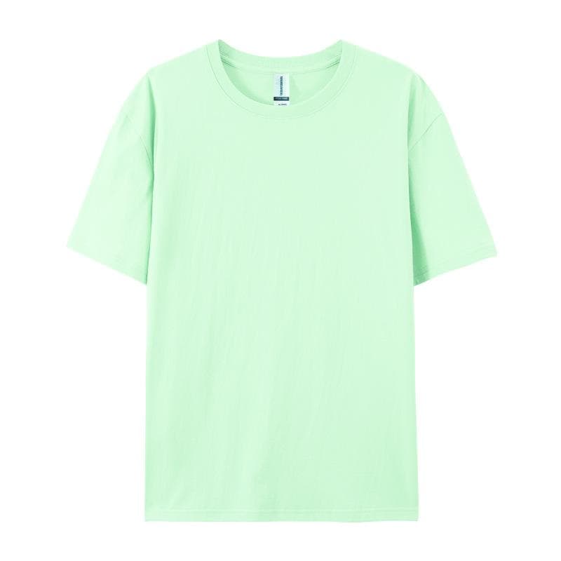 Cotton Short-sleeved T-shirt Men's Fashion Trend Black and White Clothing T-shirt Summer Men's and Women's Shirts with Pure Color Simple Match 4XL aquamarine