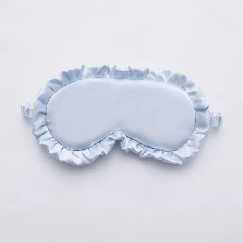 Silk Ruffle Sleep Eye Mask Soft Sleeping Eye Covers Multicolor Night Dream Blackout Eye Patches For Woman Man To Sleep Better blue