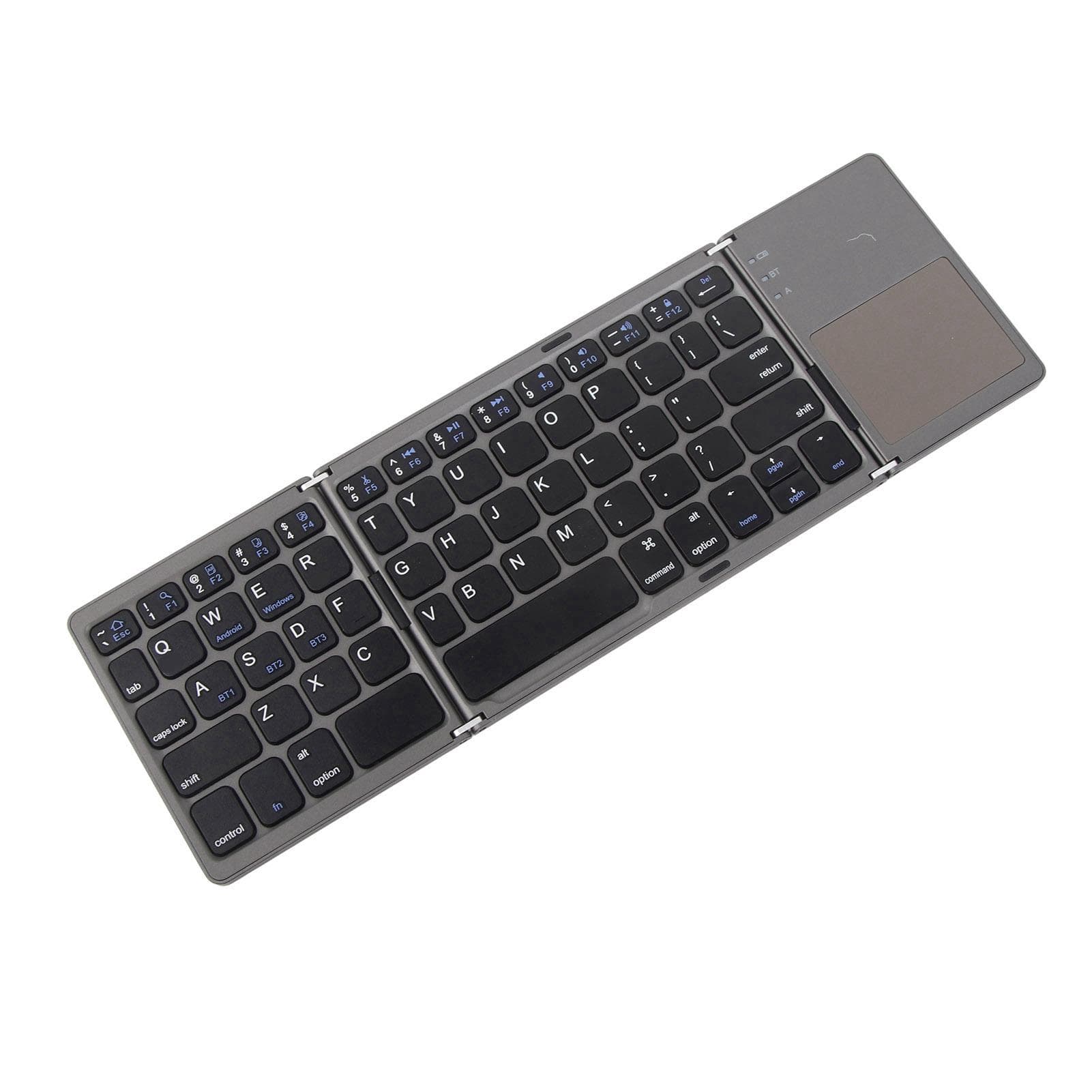 Bluetooth Keyboard Portable Folding DualMode Bluetooth 3.0 Rechargeable Fingerboard with TouchPad black