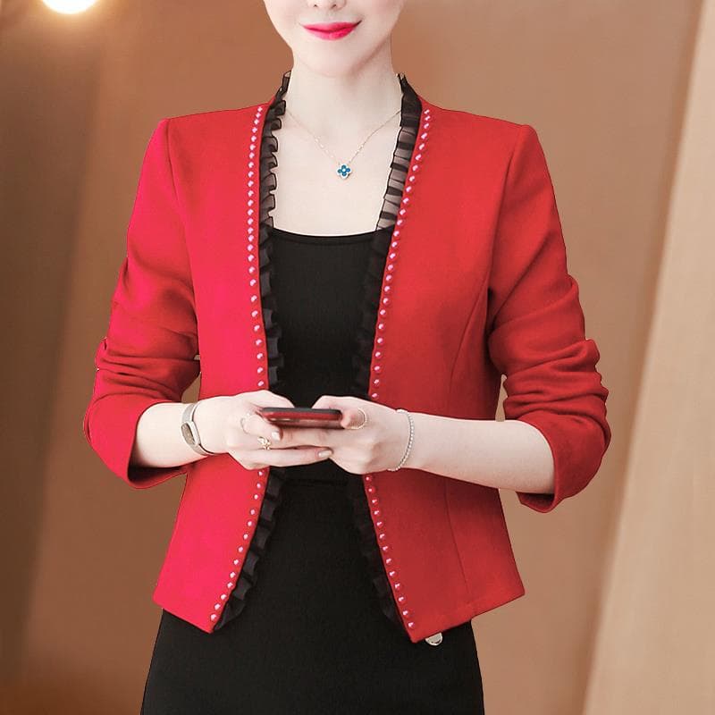 White Suit Jacket for Women Tall Short Jacket for Women for Women Versatile Cardigan Shawl Cheongsam Top 4XL red
