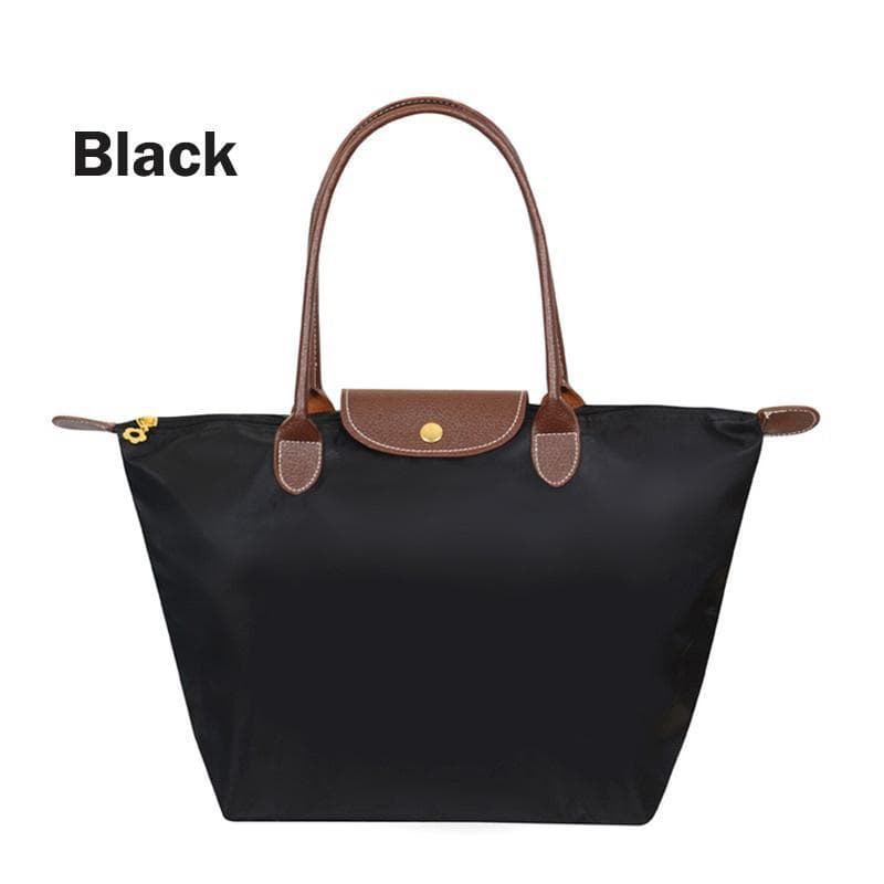Women Tote Fashion Shopper Bag Folding Dumpling Shape Handbag Oxford Cloth Beach Storage Shoulder Bags For Female S black