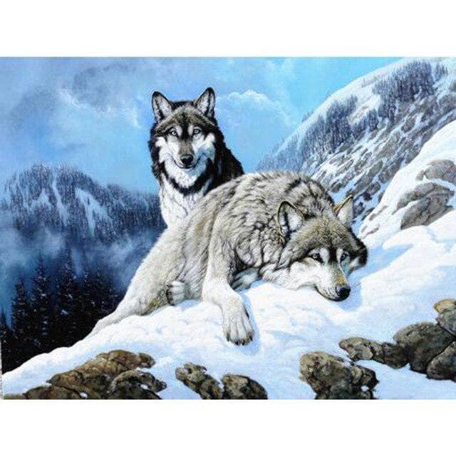 DIY 5D Diamond Painting Wolf Animal Mosaic Kit Cross Stitch Diamond Embroidery Full Drill Round 20X30CM black