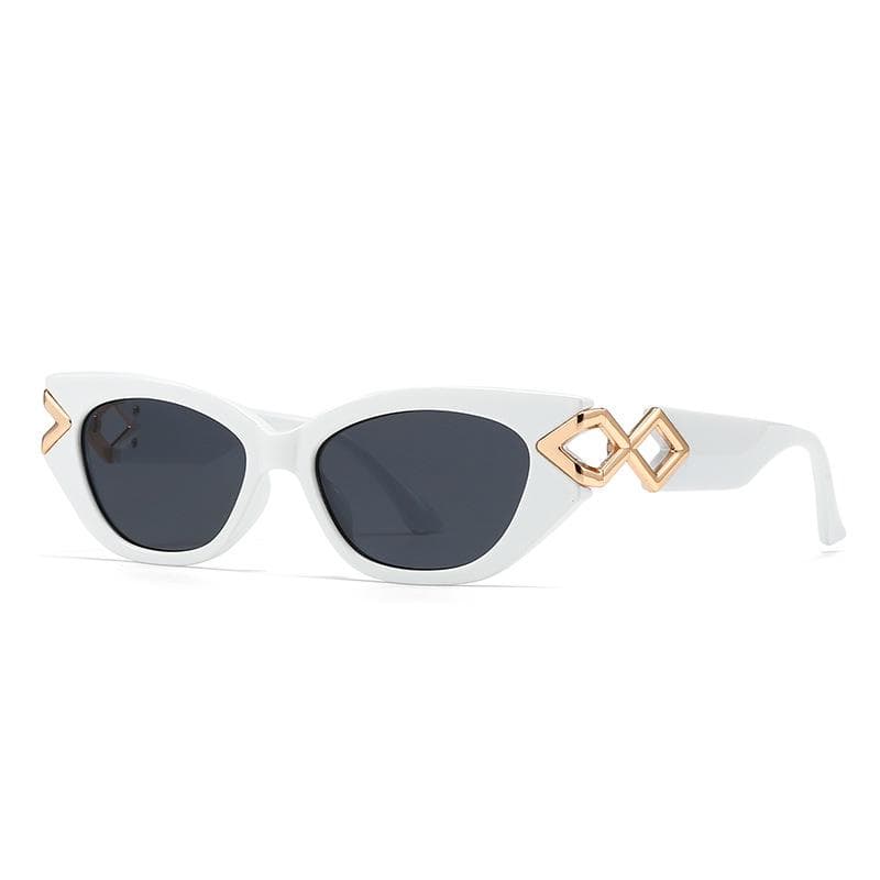 Luxury Vintage Cat Eye Sunglasses Women Men Punk Rivet Metal Chain Shades UV400 Protection