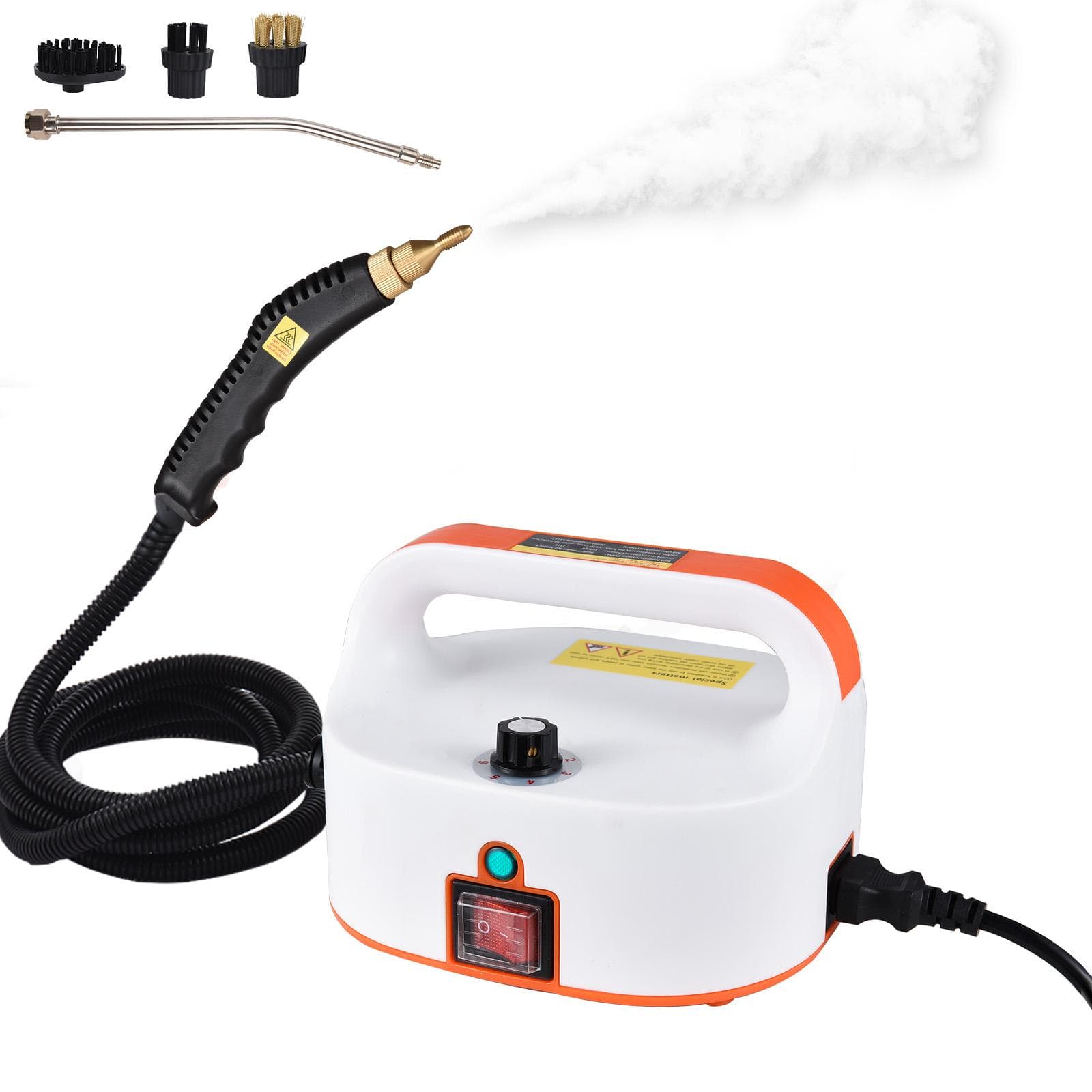 Portable Steam Cleaner 1500W High Temperature High Pressure Mobile Cleaning Machine Steam Cleaner UK Plug orange/white