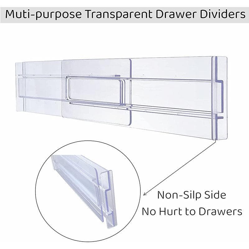 1Pcs Drawer Divider Organizer Adjustable 8cm High Expandable From 27.5-52cm Kitchen Drawer Organizer clear