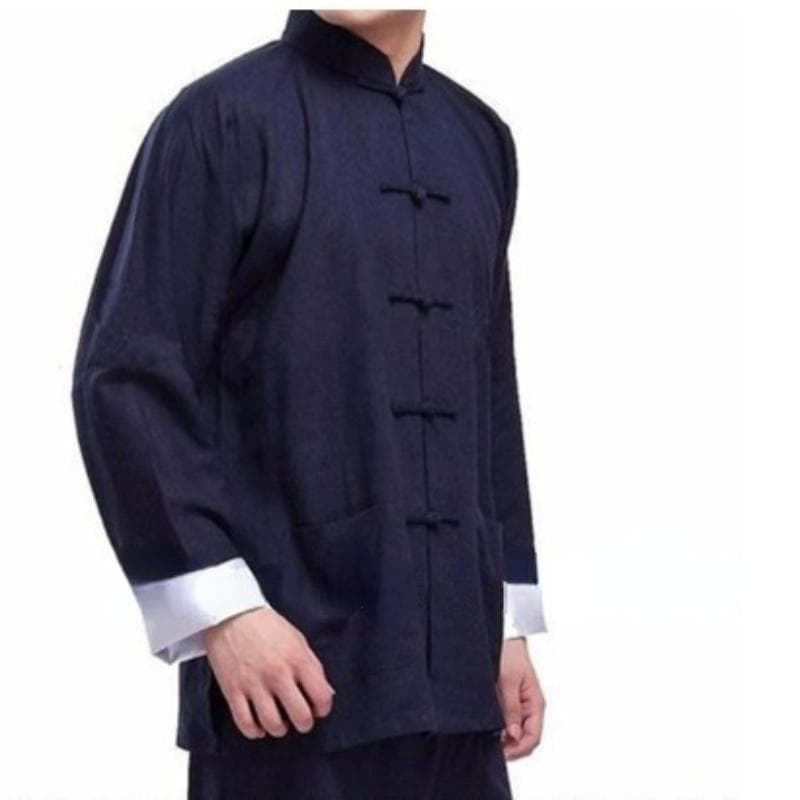 Kongfu Bruce Lee Fist of Fury Kung Fu Clothing Tai Chi Martial Art Suit Wushu Clothes M dark blue