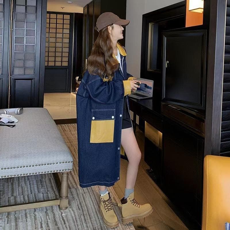 Gentle Style, Super Good-looking Denim Windbreaker for Women, Spring and Autumn New Casual and Popular Jacket 2XL