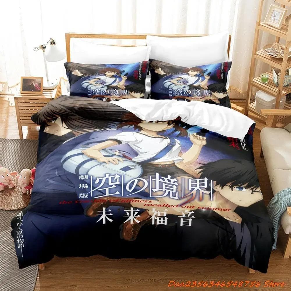 Kara No Kyoukai Bedding Set Cartoon Anime Three-piece Set Adult Kid Bedroom Duvetcover Sets 3D Kawaii Letto Matrimoniale 70x133cm 2pcs