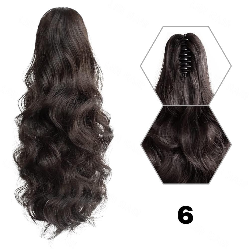 MISSQUEEN Synthetic Claw Clip Curly Wavy Ponytail Extension Heat Resistant Fiber Hairpiece Wig For Women Cosplay Wear 40cm