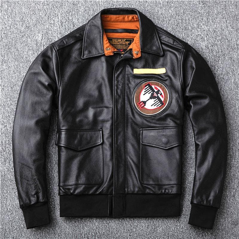 Air Force Flight Suit Leather Jacket Head Layer Cowhide Leather Men's Short Lapel Baseball Jacket Spring and Autumn 3XL