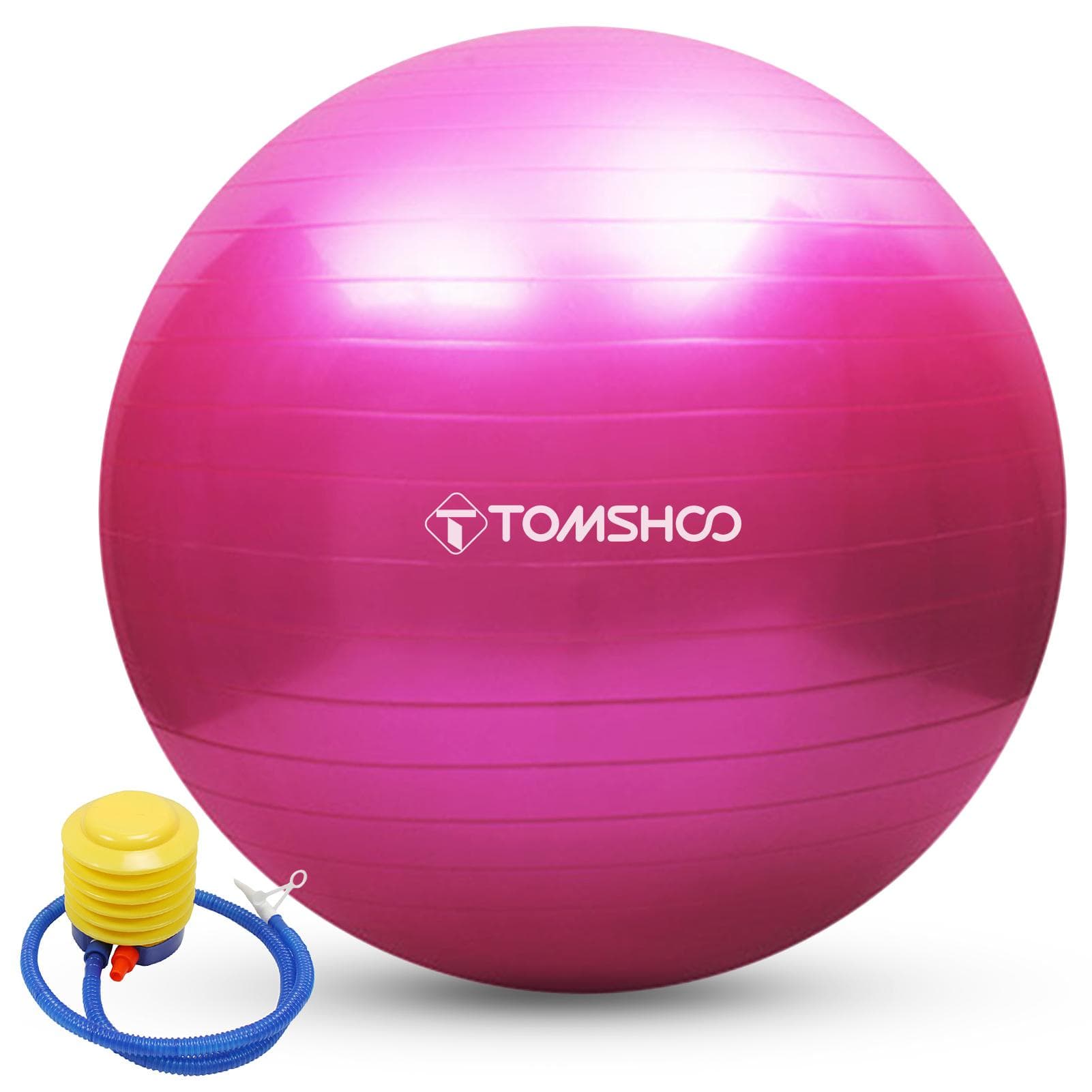 TOMSHOO Anti-burst Yoga Ball 45cm/55cm/65cm/75cm Stability Balance Ball Pilates Barre Physical 45cm pink