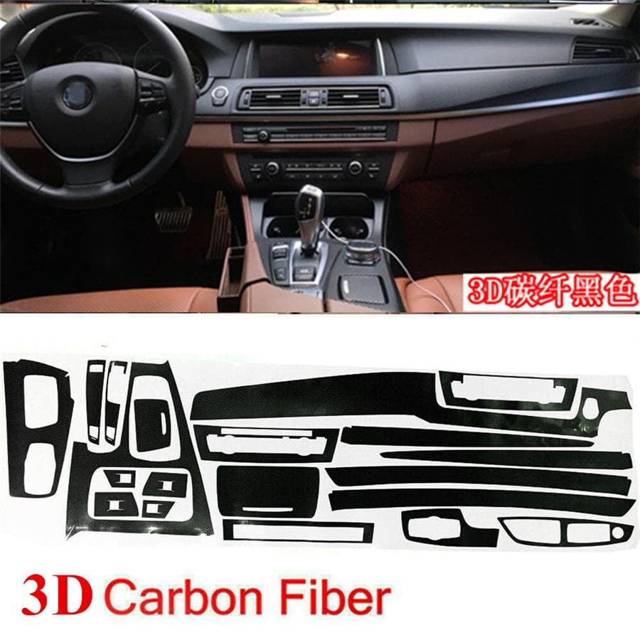 3D Carbon Fiber Pattern Interior Trim Stickers New For BMW 5 Series F10 2011-17