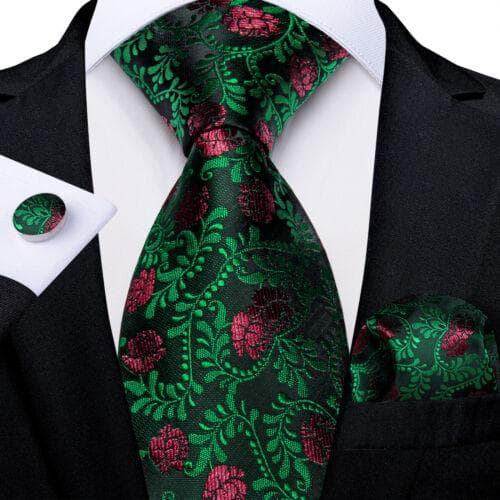 DiBanGu Mens Silk Necktie Set Striped Paisley Solid Tie Pocket Square Cufflinks N-7728