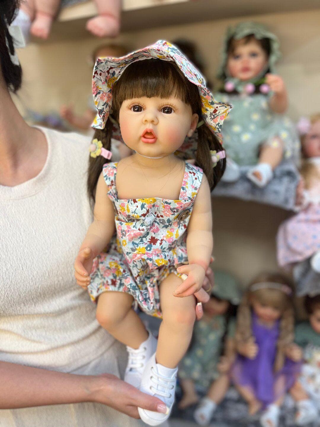55 CM Full Silicone Body Reborn Baby Girl 22 Inch Doll Toy Lifelike Realistic Toddler Bebe Gifts for Children
