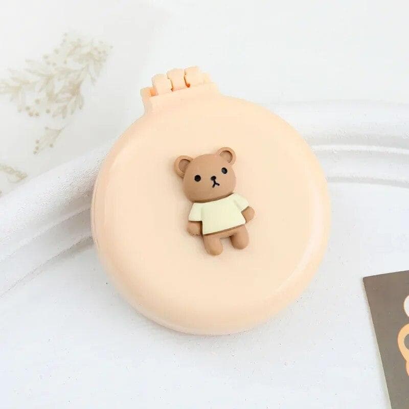 Cute Kid Hair Brushes Mini Lovely Cartoon Bear Hair Combs with Mirror for Children Girl Small Portable Massage Comb Hair Rope