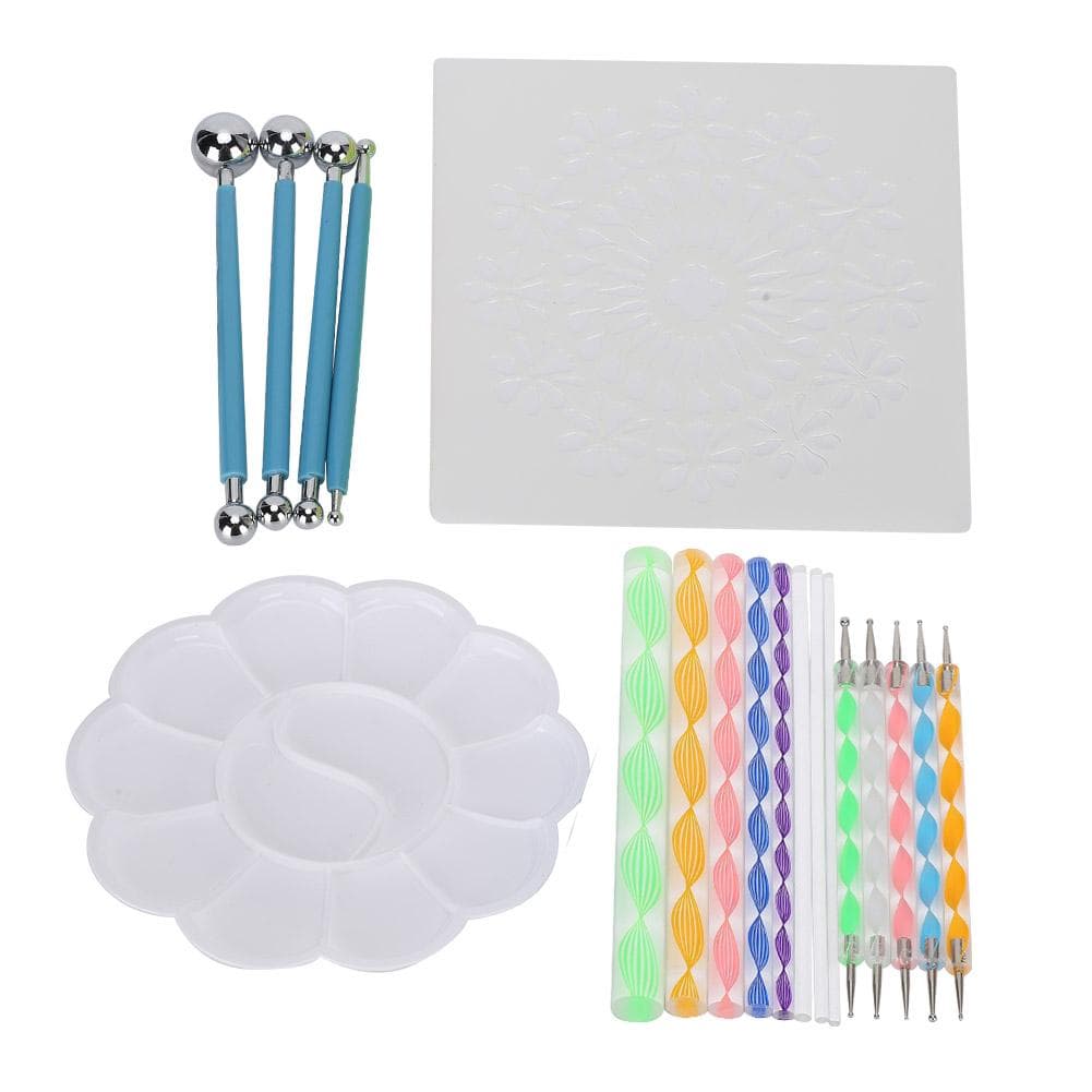 20Pcs Mandala Dotting Tools Set DIY Art Rock Dot Stencil Tray Painting Accessories