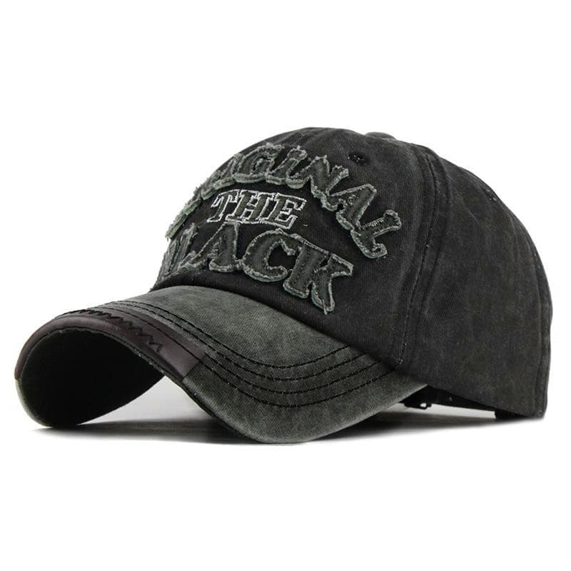 Hot Retro Washed Cotton Baseball Cap Snapback Hat For Men Women Casual 3D BLACK Letter Cap 54cm-62cm black