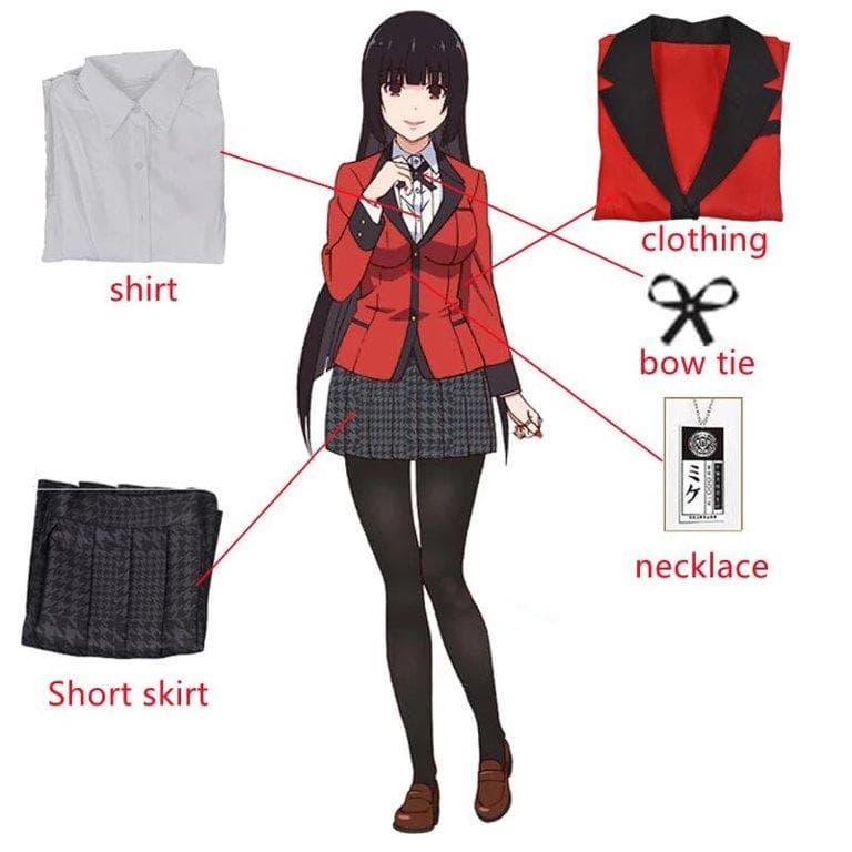 Anime Kakegurui Yumeko Jabami Costumes 5pcs/set Cosplay Girls Adult Kid xs