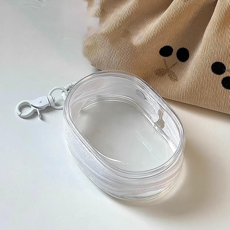 New Round Black PVC Transparent Cosmetic Bags Jewelry Organizer Portable Data Cable Earphone Coin Charger Storage Pouches white