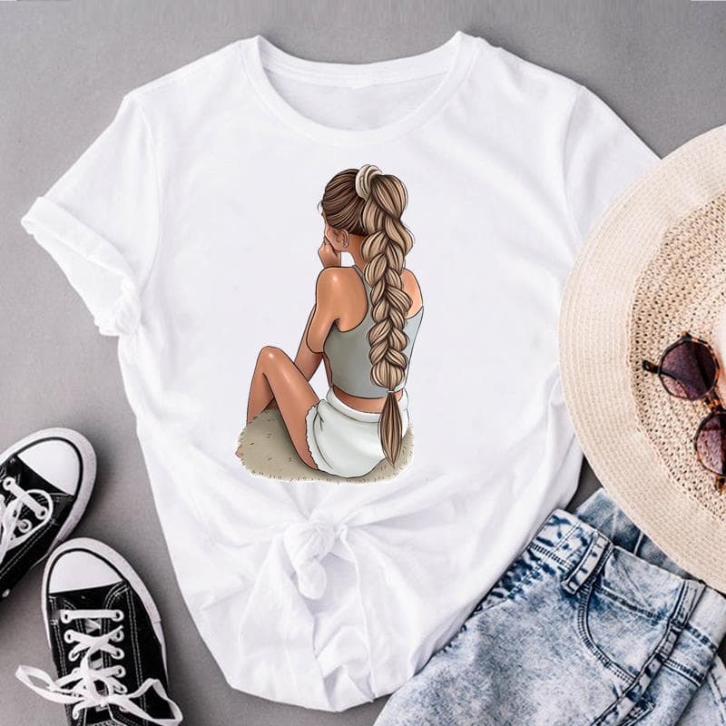 Graphic Tee Short Sleeve Coffee Love Style Trend Cute 90s Summer Top Print Ladies Female T Clothing Casual Women's Fashion T-shirt 4XL