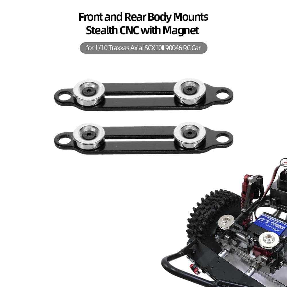 Front&Rear Body Mounts Stealth CNC w/ Magnet for 1/10 Traxxas Axial RC Car black